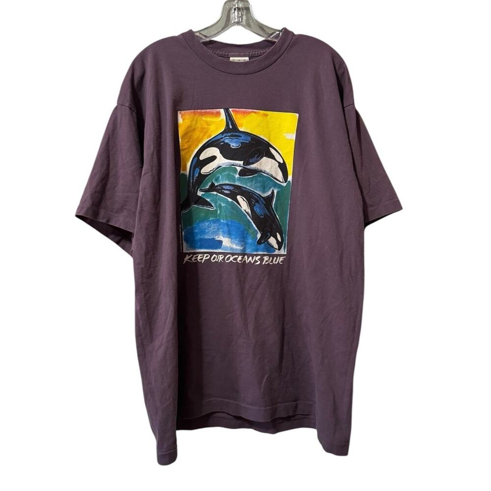 Alore Unisex XL T Shirt Purple Keep Our Oceans Blue Vintage‎ 1995 Single Stitch